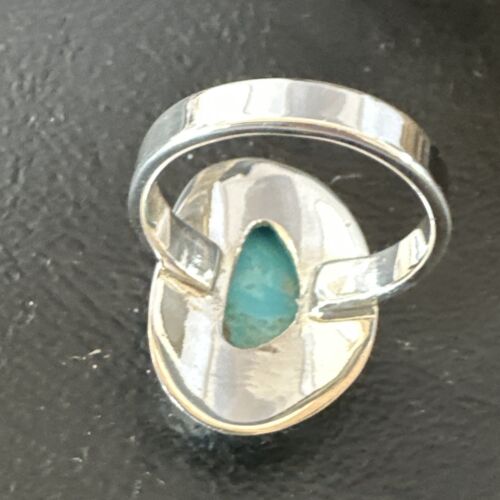 Navajo Blue Kingman Turquoise Ring | Sterling Silver | Sz 8 | Authentic Native American Handmade | 16588