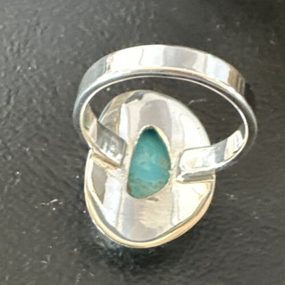 Navajo Blue Kingman Turquoise Ring | Sterling Silver | Sz 8 | Authentic Native American Handmade | 16588