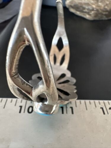 Kingman Turquoise Navajo Cuff Bracelet | Sterling Silver Tufa Cast | Authentic Native American Handmade | 16784 - Masha USA