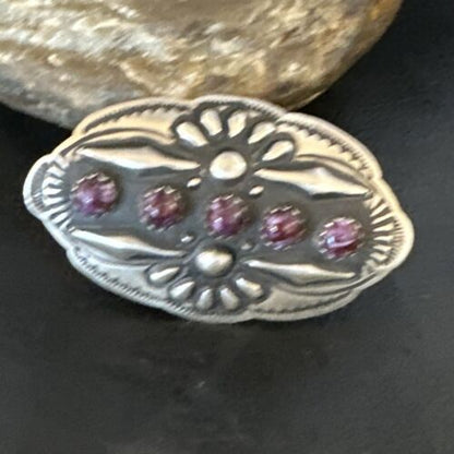 Navajo Purple Spiny Oyster Multi-Stone Ring | Authentic Native American Sterling Silver | Multi-Stone | Sz 8.5 | 15052
