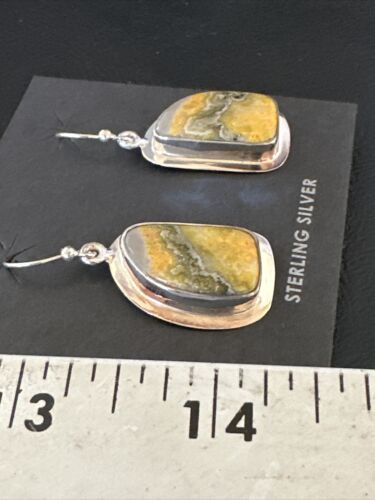 Navajo Bumblebee Jasper Earrings | Sterling Silver | Authentic Native American Handmade | 15822