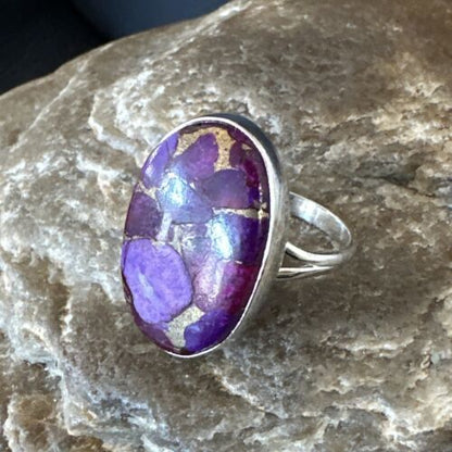 Southwestern Navajo Purple Mojave Turquoise Ring | Sterling Silver | Sz 8 | 16052 - Masha USA