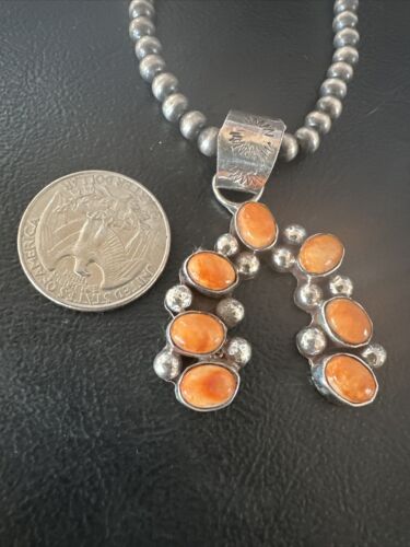 Navajo Spiny Oyster Naja Pendant Necklace | Sterling Silver | 20" | Authentic Native American Handmade | 15755