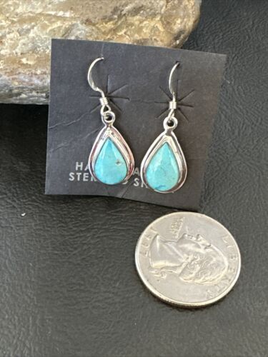 Navajo Blue Ridge Turquoise Dangle Earrings | Sterling Silver | Authentic Native American Handmade | 16513