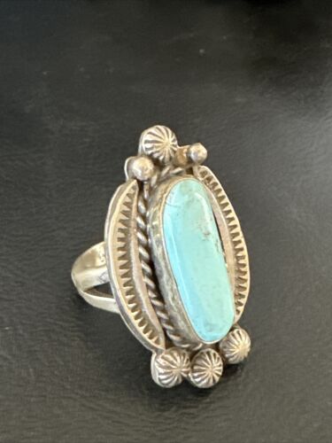 Men's Women's Dry Creek Turquoise Ring | Navajo Sterling Silver | Sz 9 | 15896
