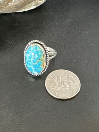 Navajo Sterling Silver Blue Kingman Turquoise Ring | Sz 11.5 | Authentic Native American Handmade | 15913