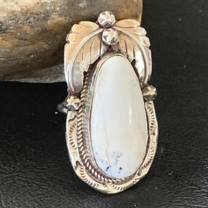 Southwestern Navajo White Buffalo Turquoise Ring | Sterling Silver | Sz 9 | 1964