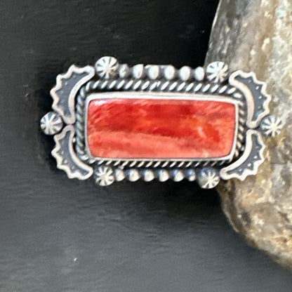 Native American Men's Spiny Oyster Ring | Navajo Sterling Silver | Sz 8.5 | 16888