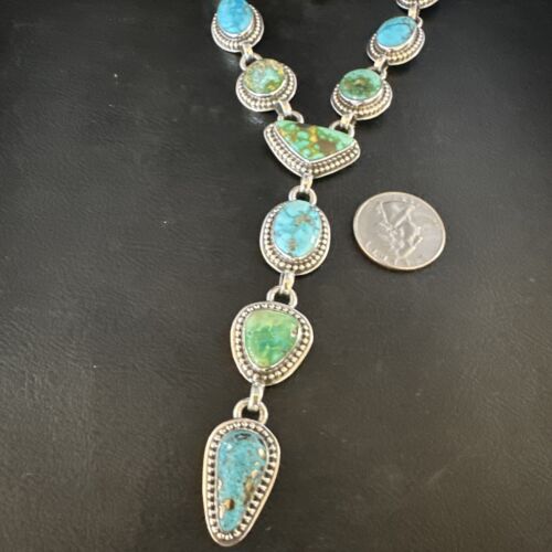 Navajo Lariat Necklace | Rare Blue Green Sonoran Gold Turquoise | 15459