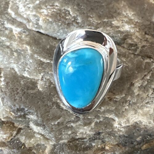 Navajo Blue Kingman Turquoise Ring | Sterling Silver | Sz 7 | Authentic Native American Handmade | 16590