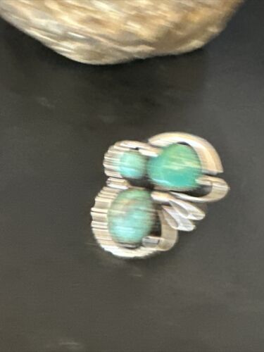 Navajo Blue Turquoise Cluster Ring | Authentic Native American Sterling Silver | Multi-Stone | Sz 9 | 14839