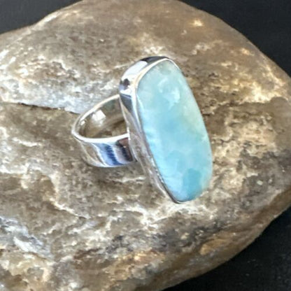Navajo Blue Larimar Ring | Sterling Silver | Sz 7 | Authentic Native American Handmade | 17662