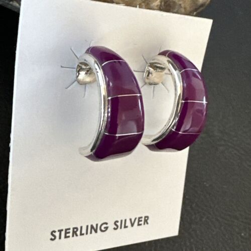 Southwestern Purple Sugilite Inlay Earrings | Sterling Silver | 1" | 16744