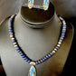 Navajo Opal Feather Multi-Color Lapis Pendant Necklace & Earring Set | Sterling Silver | Authentic Native American Handmade | 15031