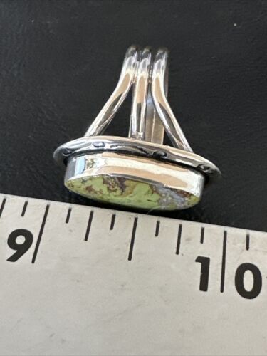 Navajo Green Gaspeite Ring | Sterling Silver | Sz 8 | Authentic Native American Handmade | 16398