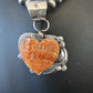 Navajo Orange Spiny Oyster Heart Pendant Necklace | Sterling Silver | Authentic Native American Handmade | 16422