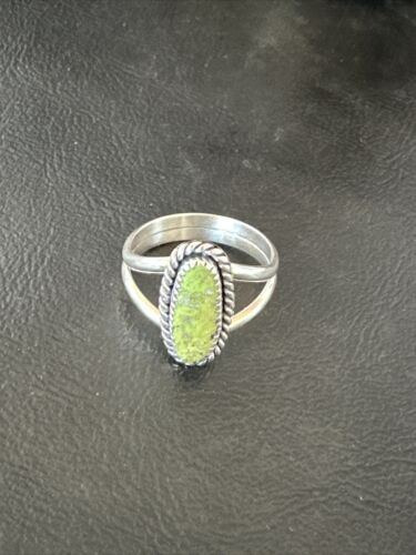 Navajo Green Gaspeite Ring | Sterling Silver | Sz 9.5 | Authentic Native American Handmade | 16397