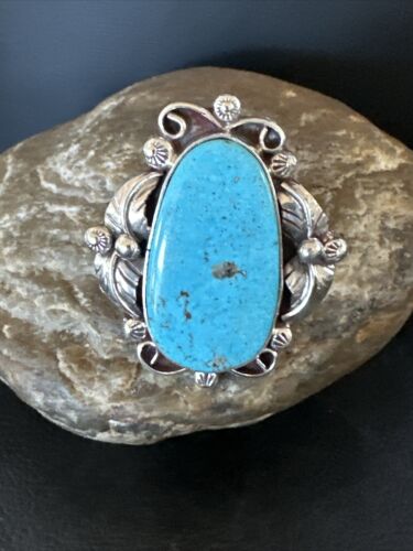 Men's Blue Kingman Turquoise Ring | Navajo Sterling Silver | Sz 10 | Authentic Native American Handmade | 15519