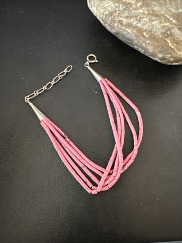 Navajo Pink Rhodochrosite 5-Strand Heishi Bracelet | Authentic Native American Handmade | 16978