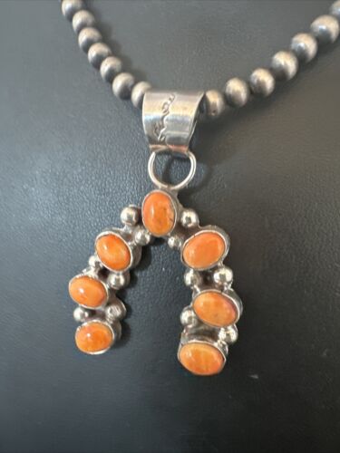 Navajo Spiny Oyster Naja Pendant Necklace | Sterling Silver | 20" | Authentic Native American Handmade | 15756