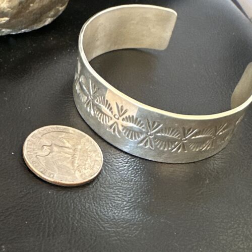 Navajo Stamped Cuff Bracelet | Sterling Silver | Authentic Native American Handmade | 16124