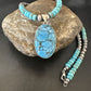 Men's Blue Spiderweb Turquoise Pendant Necklace | Navajo Sterling Silver | Authentic Native American Handmade | 16651