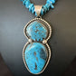 Navajo Blue Kingman Turquoise Pendant Necklace | Sterling Silver | 32" | Authentic Native American Handmade | 16068