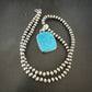Blue Kingman Turquoise Pendant | Navajo Pearls | Sterling Silver Necklace 20" | 16697