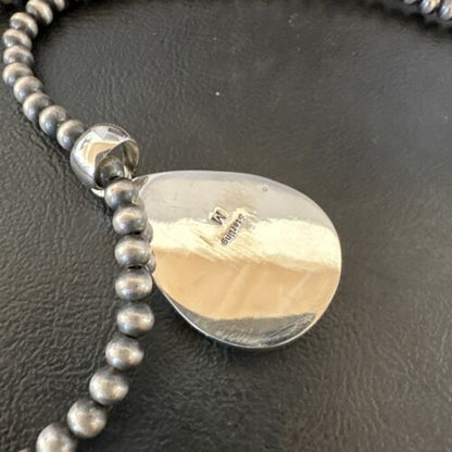Blue Kingman Turquoise Pendant | Navajo Pearls | Sterling Silver Necklace 20" | 16672