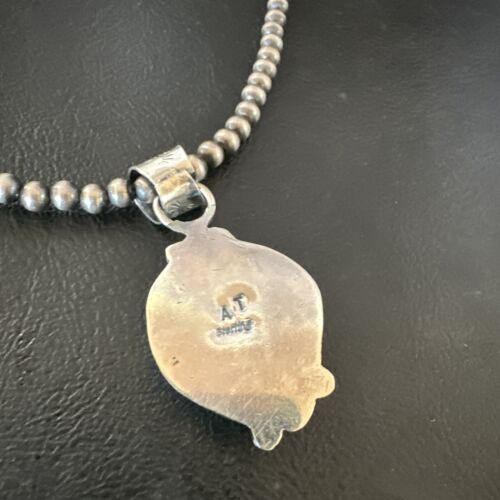 Women's Blue Turquoise Pendant Necklace | Navajo Pearls | Sterling Silver | Authentic Native American Handmade | 15658
