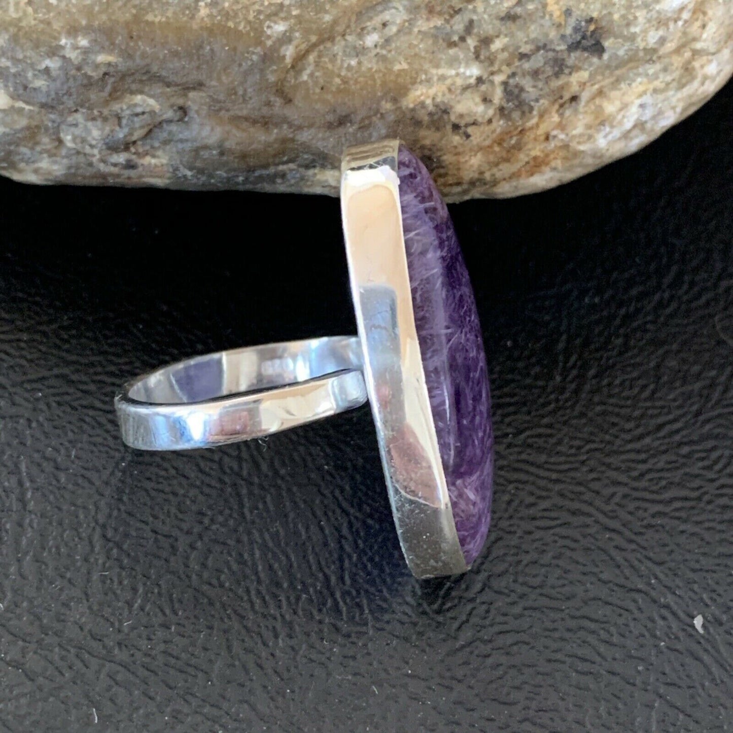 Navajo Purple Charoite Adjustable Ring | Sterling Silver | Sz 8 | Authentic Native American Handmade | 10520