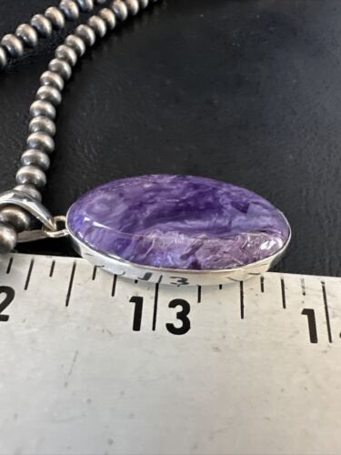 Navajo Pearls Purple Sugilite Pendant Necklace | Sterling Silver Beads | Authentic Native American Handmade | 15514 - Masha USA
