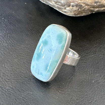 Navajo Blue Larimar Ring | Sterling Silver | Sz 8 | Authentic Native American Handmade | 16604