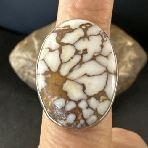 Men's and Women's Wild Horse Turquoise Ring | Navajo Sterling Silver | Sz 8.5 | 10494