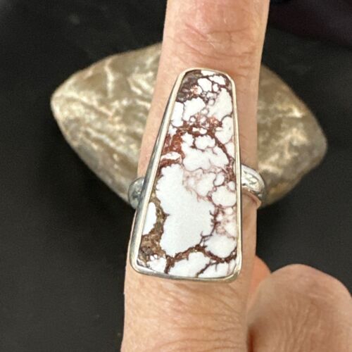 Men's and Women's Wild Horse Turquoise Navajo Ring | Sterling Silver | Sz 8 | Authentic Native American Handmade | 17351