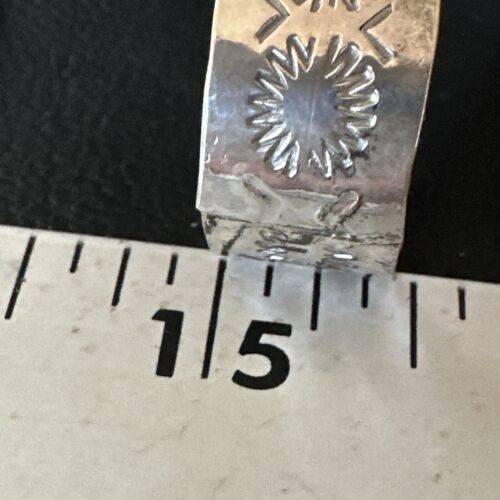 Men's Wide Band Navajo Stamped Ring | Sterling Silver | Sz 12 | Authentic Native American Handmade | 14981