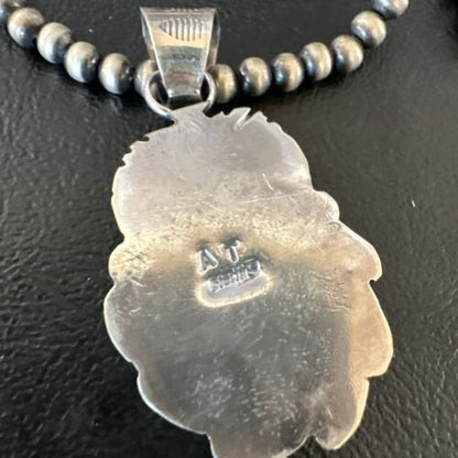 Native American Men's Pendant | Navajo Pearls | Sterling Silver Black Onyx Necklace | 16128