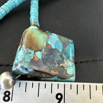 Navajo SpiderWeb Turquoise Heishi Pearls Necklace | Sterling Silver | 20" | Authentic Native American Handmade | 17096