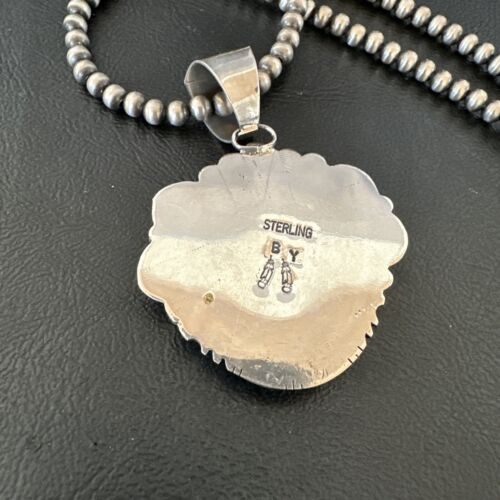 Navajo Wild Horse Turquoise Pendant Necklace | Sterling Silver | Authentic Native American Handmade | 17113
