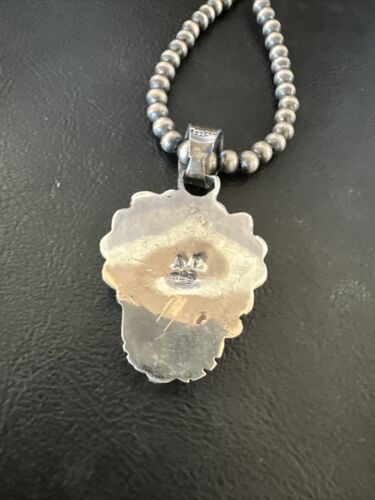 Navajo Orange Spiny Oyster Heart Pendant Necklace | Sterling Silver | Authentic Native American Handmade | 16419