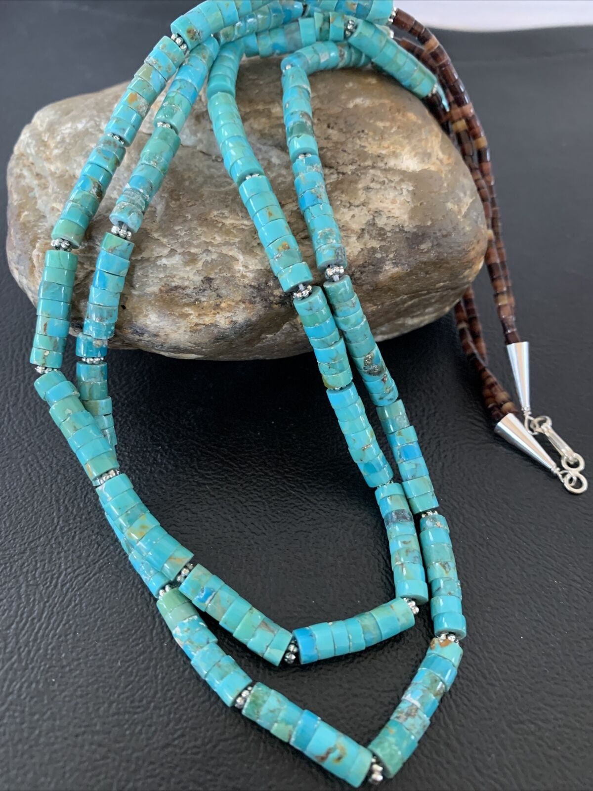 Navajo Turquoise Heishi Shell Necklace | Sterling Silver 5mm | 20" | Authentic Native American Handmade | 02157