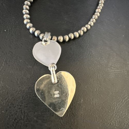 Navajo Spiny Oyster Heart Pendant Necklace | Sterling Silver | Authentic Native American Handmade | 15016