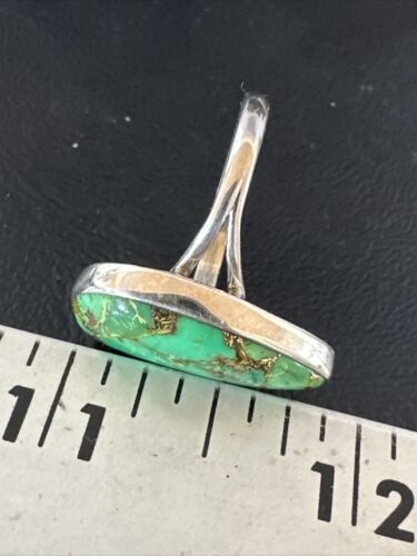 Navajo Green Mojave Turquoise Ring | Sterling Silver | Sz 10 | Authentic Native American Handmade | 15602