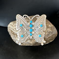 Navajo Turquoise Butterfly Ring | Authentic Native American Sterling Silver | Multi-Stone | Adjustable Women's Sz 7 | 16171