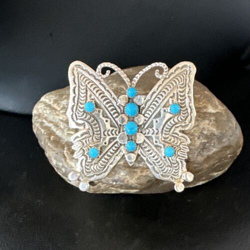 Navajo Turquoise Butterfly Ring | Authentic Native American Sterling Silver | Multi-Stone | Adjustable Women's Sz 7 | 16171