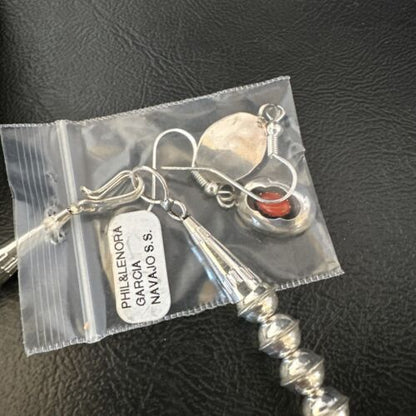 Navajo Red Coral Shadowbox Squash Blossom Necklace | Sterling Silver | 17" | Authentic Native American Handmade | 16116