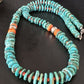 Navajo Blue Turquoise & Spiny Oyster Graduated Necklace | Sterling Silver | Authentic Native American | 28" | 14887