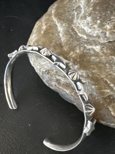 Fourth of July Navajo Stars Cuff Bracelet and Ring Set | Sterling Silver | Authentic Native American Handmade | 15339