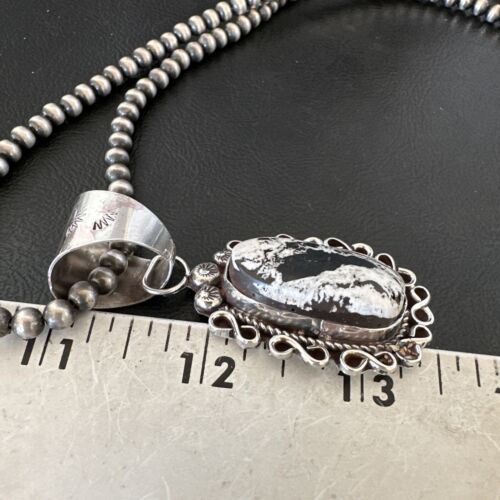 Men's White Buffalo Turquoise Pendant | Navajo Pearl Sterling Silver Necklace | Authentic Native American | 17038