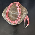 Pink Conch Tube Heishi Bead | 5 Strand Navajo Sterling Silver Necklace | 19" | 16545